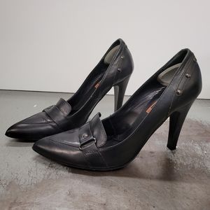 CHOCOLAT BLU SZ 40 US 9 BLACK STUDS ITALIAN LEATHER MADE ROCK & ROLL STYLE